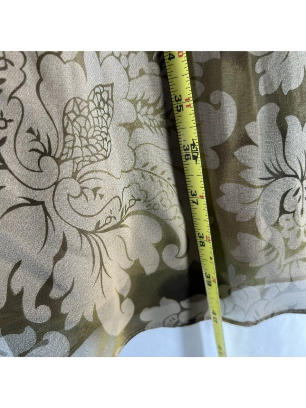 Donna Ricco Floral Chiffon A-Line Dress Womens 10 Tie Keyhole Sleeveless Vtg Tan - Picture 4 of 13